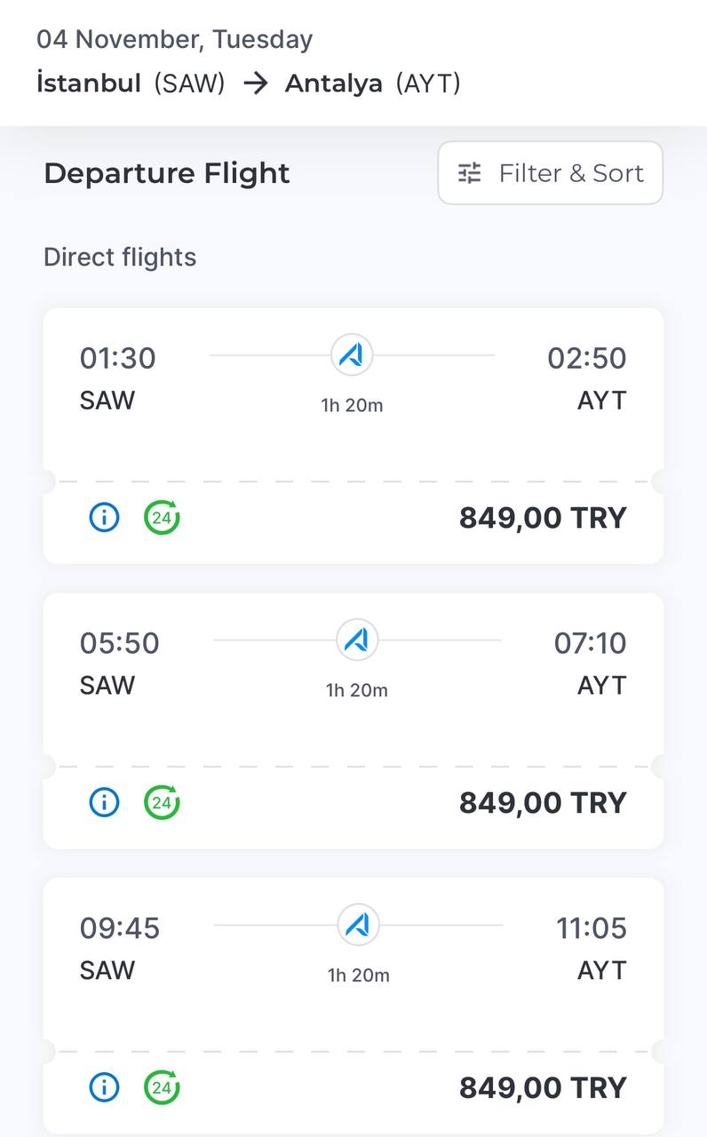 Распродажа Ajet: полеты по Турции с багажом от 1600 ₽ в одну сторону!